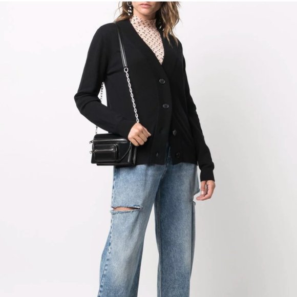 Maison Martin Margiela Sweaters - Maison Martin Margiela Black V neck Button Cardigan Side Slit Small
